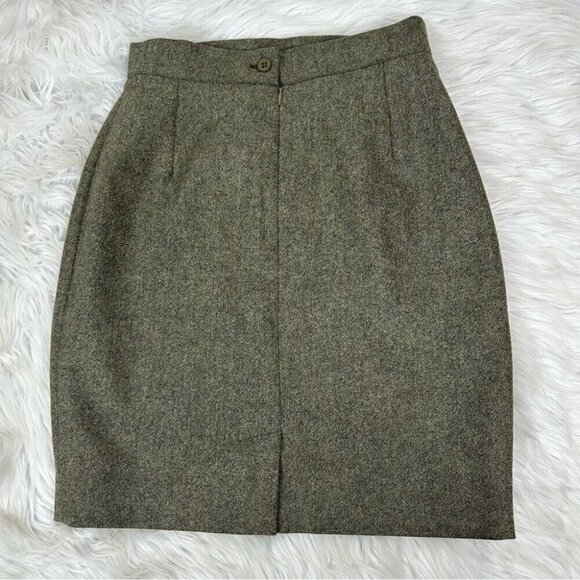 Fendi Women's Green Tweed Designer Virgin Wool Career Pencil Skirt FR38/W25 - Picture 8 of 15